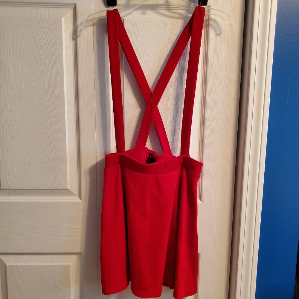 Skirt with attached suspenders